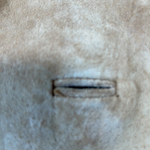 VINTAGE LARGE PRESTON & YORK GENUINE LEATHER SUEDE TAN/ GOLD DRESS JACKET - Picture 13 of 15